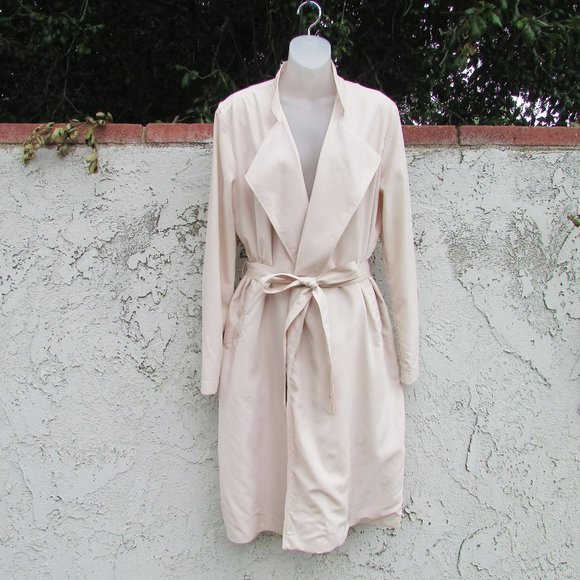 American Apparel cream tie waist coat M/L